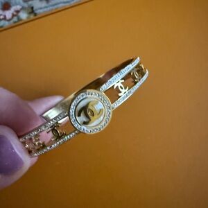 New upcycled CHANEL Gold and Silver rhinestone  Emblem Bracelet